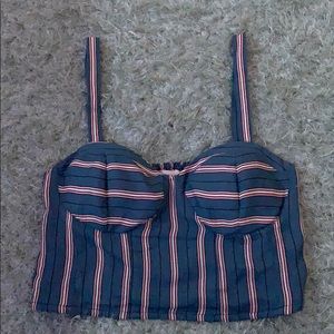 blue striped top